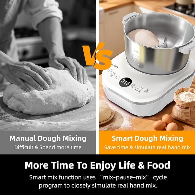 AIZIYO DoughChief, 5.3QT Dough Mixer, Dough Maker with Ferment Function, 304 Stainless Steel Bowl, Removeable lid, Touch Panel Control, Electric Dough Proofing Box for Pizza & Bread