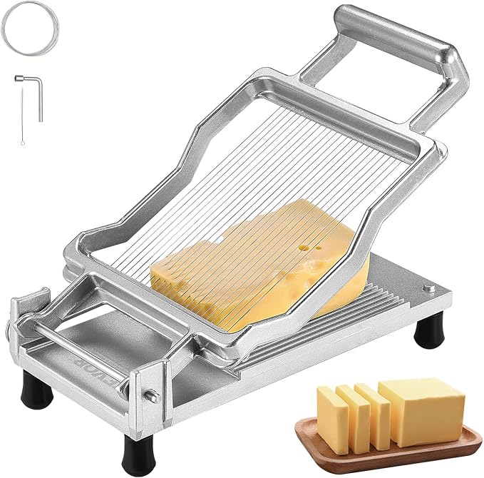 VEVOR Cheese Slicer, Butter Cutter with 0.2" Ultra-Thin Cheeser Butter Cutting Blade, Detachable Cheese Slicer Wire, Aluminum Alloy Commercial Cheese Cutter with 316 Stainless Steel Knife Wire