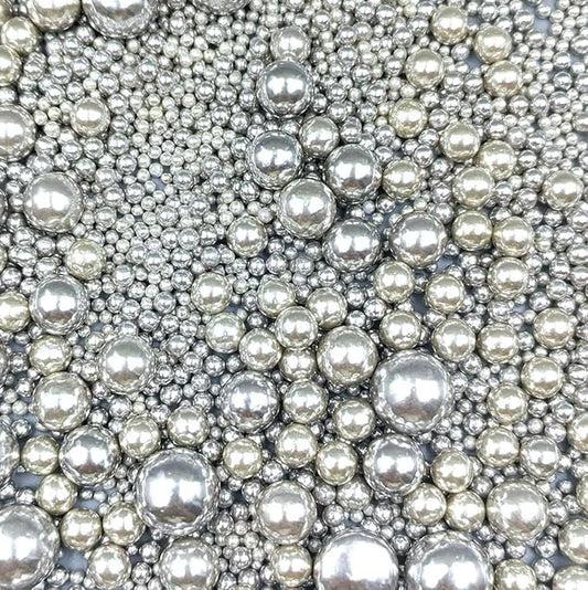Edible Pearl Sugar Sprinkles Silver Candy Mixing Size Baking Edible Cake Decorations Cupcake Toppers Cookie Decorating Celebrations Wedding Valentines Easter Halloween Christmas Supplies 120g/ 4.23oz