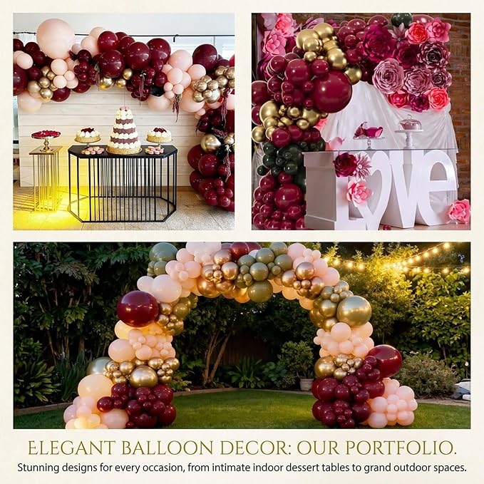 104pcs Burgundy Balloons Different Sizes Pack - 18/12/10/5 Inch Maroon Latex Balloons Garland Arch for Birthday, Wedding, Baby Shower, Valentines Day Party Decoration