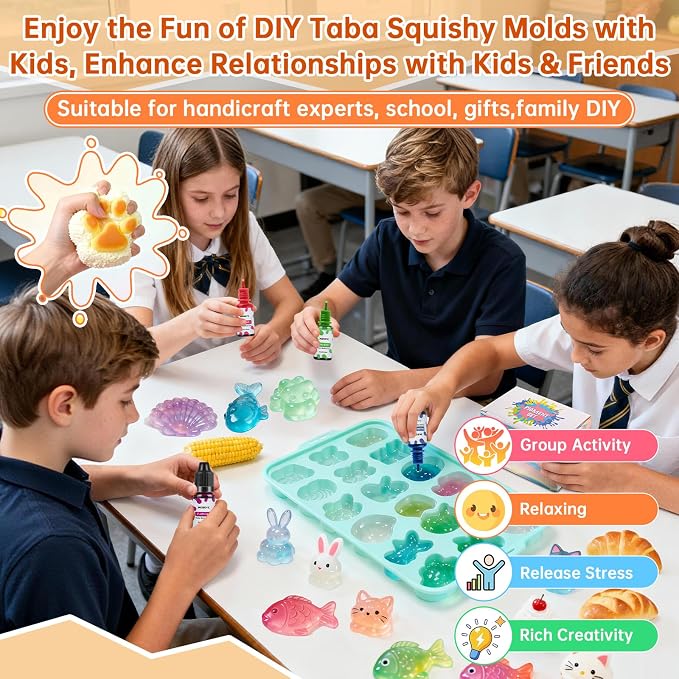 Silicone Pigment Set for Taba Squishy Maker & Silicone Mold, Ultimate 24 Colors Liquid Coloring Dye for Party, Group & Handicraft, Professional Squishy Making Paint Kit, 10 ml Each.