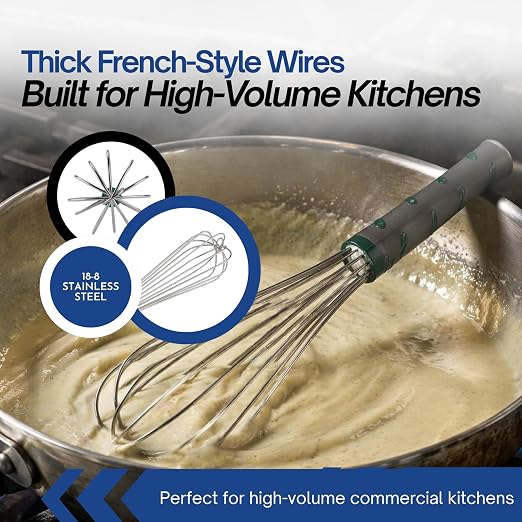 Vollrath 47093 Jacob's Pride 16" French Whip Whisk with Nylon Handle, Stainless Steel, NSF, Silver