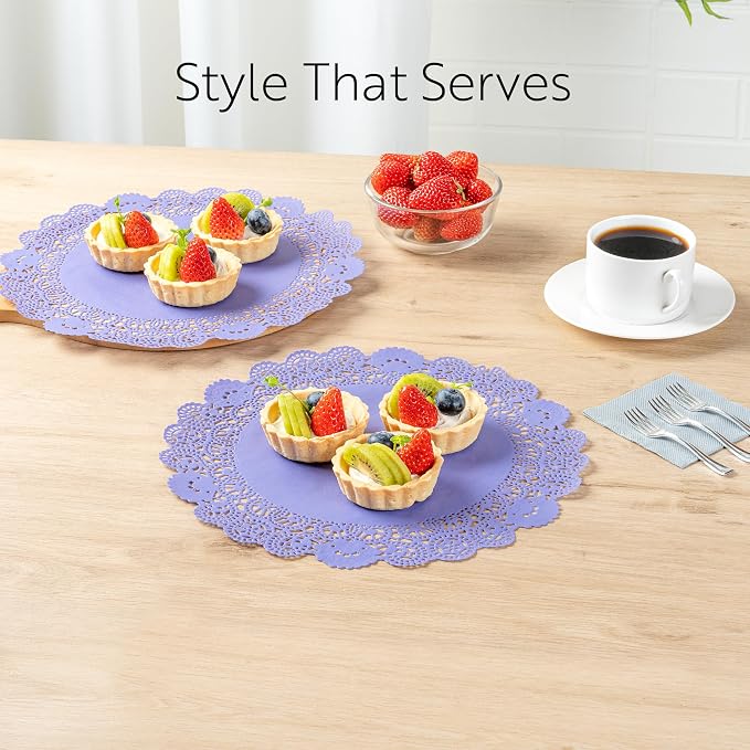 Pastry Tek 6 x 6 Inch Paper Lace Doilies, 100 Disposable Table Doilies - Elegant Lace Finish, Long Lasting, Brown Paper Doily, for Pastries, Cupcakes, Desserts - Restaurantware