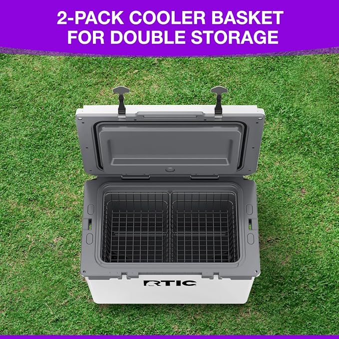 2-Pack Cooler Basket for RTIC 52 & 72 Qt Ultra-Light Coolers – Double Cooler Rack for Double Storage & Heavy-Duty Wire Organizer Will Not Fit for RTIC 32 Coolers