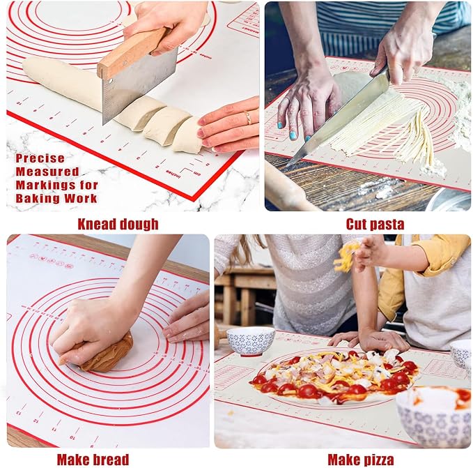 24x16 Inch Extra Thick Silicone Baking Mat with Measurements | Non-Slip, Reusable & Non-Stick – Perfect for Cookies, Bread, Pastry & Baking Essentials