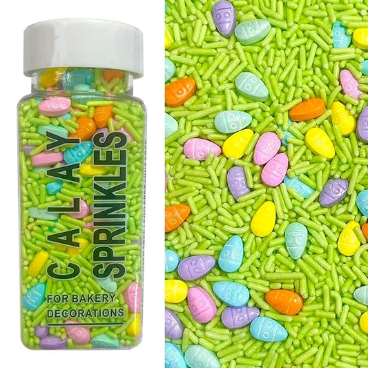 PhilaeEC Easter Egg Green Jimmies Mix Sprinkles Edible for Cake Decoration Sprinkles Baking Cookie Cupcake Toppers Decoration Vanlentine Easter St Patricks Supplies 105g/3.7oz