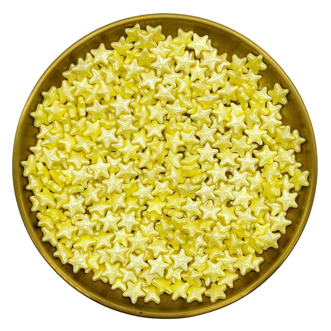 10mm Yellow Sprinkles Edible Stars Cake Decorating Stars Cake Decorations Cupcake Toppers Cookie Decorating Perfect for Cakes,Cupcakes,Desserts Toppings 3OZ