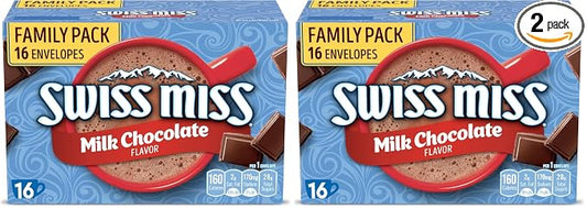 Swiss Miss Milk Chocolate Flavored Hot Cocoa Mix, Family Pack, Hot Cocoa Bar Supplies, 1.38 oz., 16-Count Envelopes (Pack of 2)