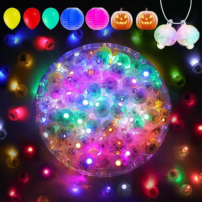 Aogist 200Pcs 10-Colors Balloon Lights with Hook,Long Standby Time,Waterproof Mini Light for Birthday Party Wedding Christmas Halloween Easter Decorative (Flash)