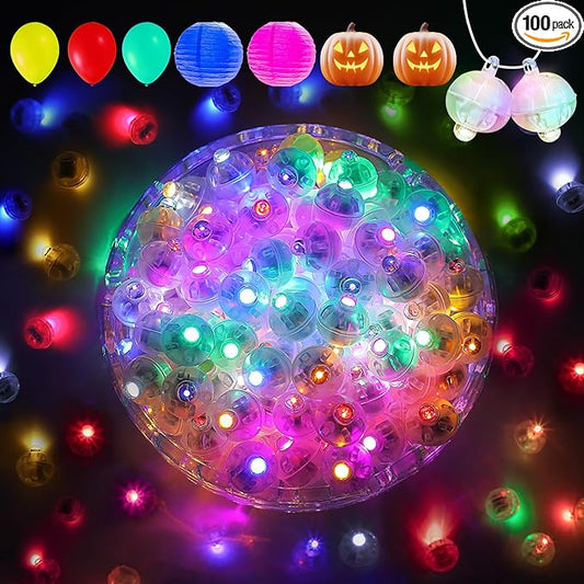 Aogist 100Pcs 10-Colors Balloon Lights with Hook,Long Standby Time,Waterproof Mini Light for Birthday Party Wedding Christmas Halloween Easter Decorative (Steady)