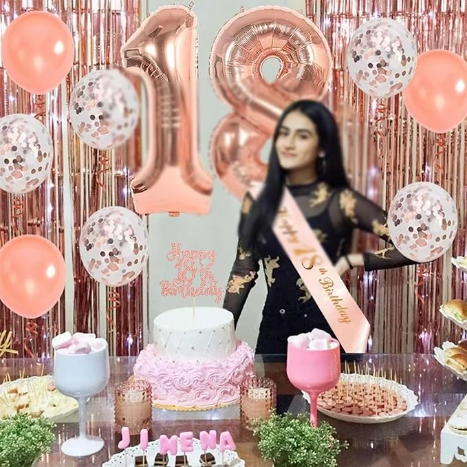 Gyufise 1Pc Happy 18th Birthday Cake Topper Glitter 18 & Fabulous Cheers to 18 Years Old Birthday Cake Pick for Celebrating 18th Birthday Party Cake Decorations Supplies Rose Gold