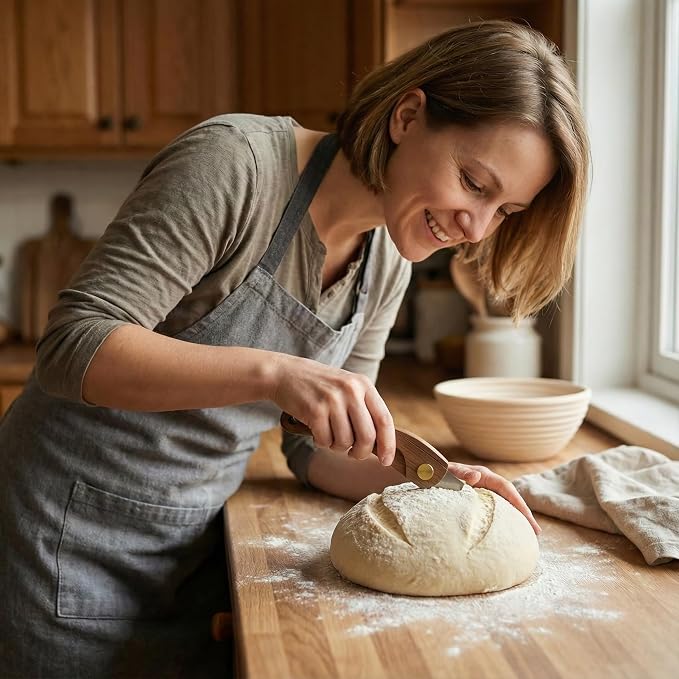 Bread Lamb Dough Scoring Tool, Wooden Sourdough Scorer Tool with 5 Blades, 100% Walnut Wood Scoring Knife for Bread Baking & Sourdough Baking(Gift Box)