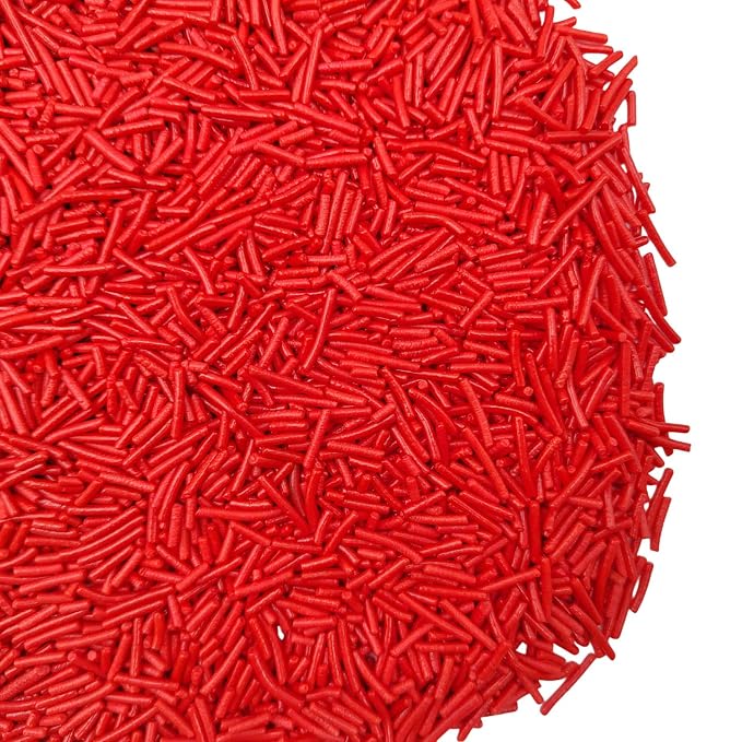 Jimmies Sprinkles, Edible Jimmy Sprinkles, Red Crunchy Jimmies Mix for Cake Decorating, Edible Cookie Cupcake Decorations for Halloween Baking and Christmas Party Treats