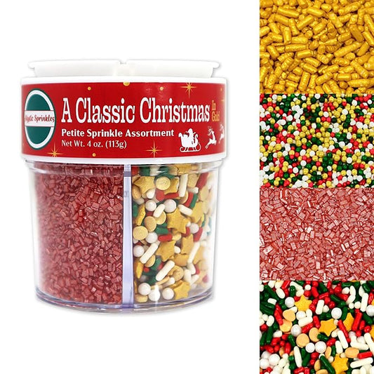 Mystic Sprinkles 4 Cell Sprinkle Assortments (A Classic Christmas in Gold, Petite)