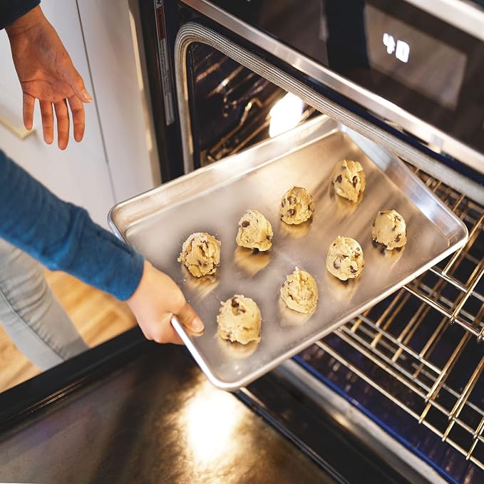 KITCHENATICS Jelly Roll Baking Pan Aluminum Nonstick Warp Free Set of 2 | Rimmed nonstick trays used for roasting meats, baking pastries and catching drippings while cooking