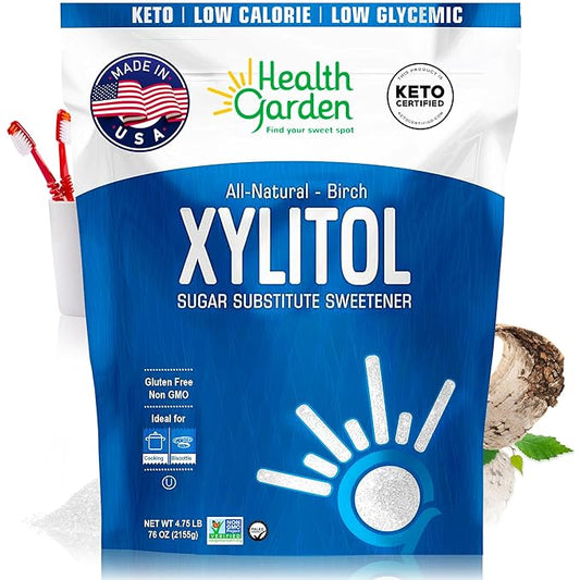 Health Garden Birch Xylitol Sweetener, 76 oz Bag – 100% Birch-Derived Xylitol Sugar Substitute for Baking & Coffee, 1:1 Sugar Replacement, Supports Teeth, Keto, Vegan, Non-GMO