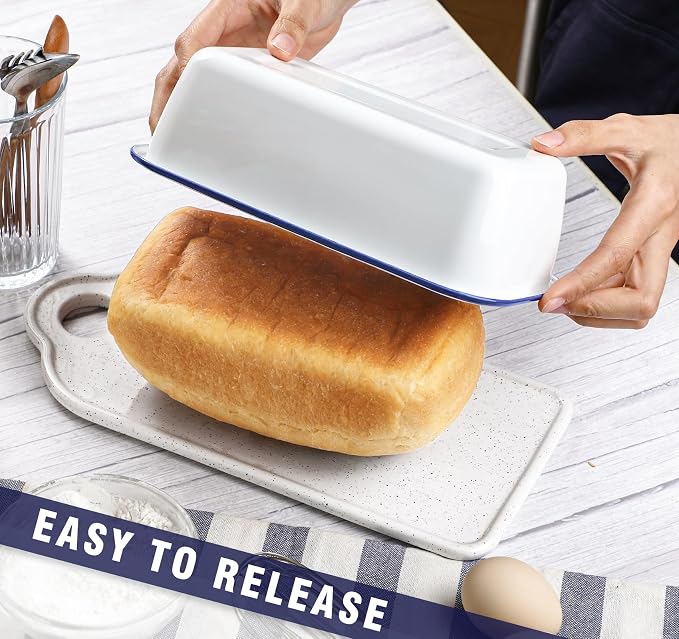 Webake Enamel Loaf Pan 8.5 x 4.5 in Banana Bread Loaf Pan for Baking, Even Heat Distribution, Nonstick Enamelware Meatloaf Pan