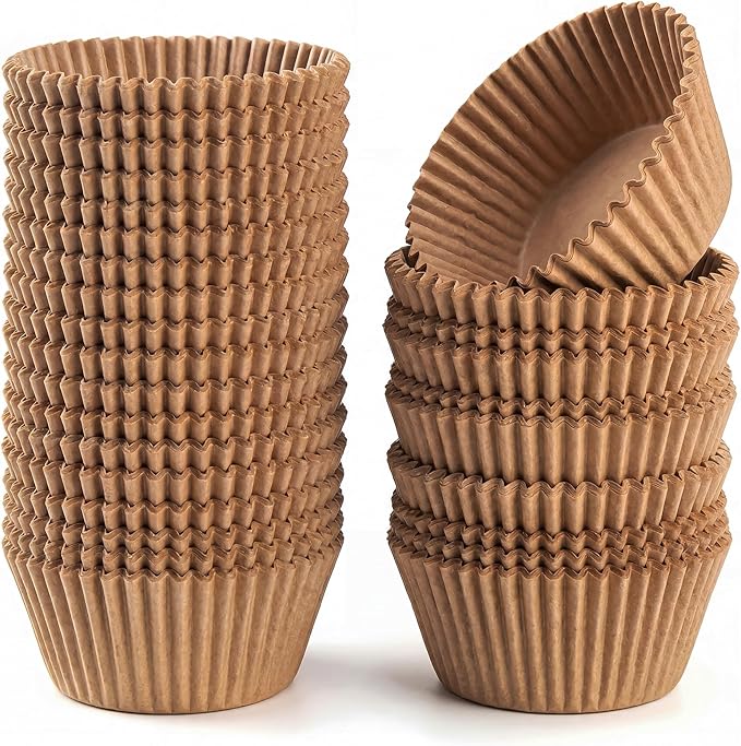 200 Paper Cupcake Liners, Muffin Liners or Baking Cups for Desserts, Muffins, Cupcakes and More Treats; Grease Proof, No Smell, Food Grade, Nut Serving Containers (Brown)