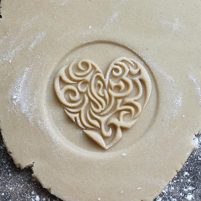 Wood Cookie Stamp, 2.5 Inch (Complicated Heart CS-127)