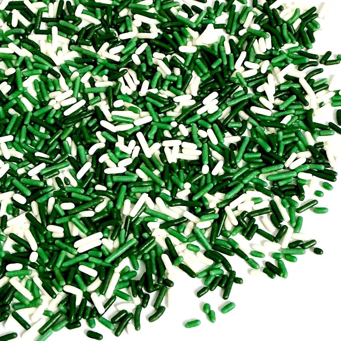 Homipooty St Patrick's Day Jimmy Edible Green and White Jimmies Sprinkles Sugar Candy for Cake Decorating 78g/2.75oz Cookie Cupcake Topper Ice Cream and Dessert Decorating
