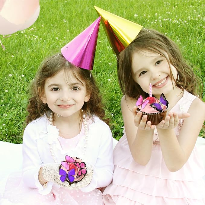 Sugar Robot Inc. Edible Butterflies for Cake Decorating - Small Size, Premium Crafted in the USA - Butterfly Cake and Cupcake Toppers, Decoration (Pink and Purple Assorted)