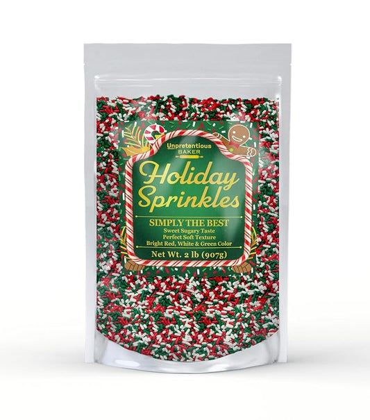 Unpretentious Red, Green & White Sprinkles, 2 lb Bright & Colorful Jimmies (2 Pound)
