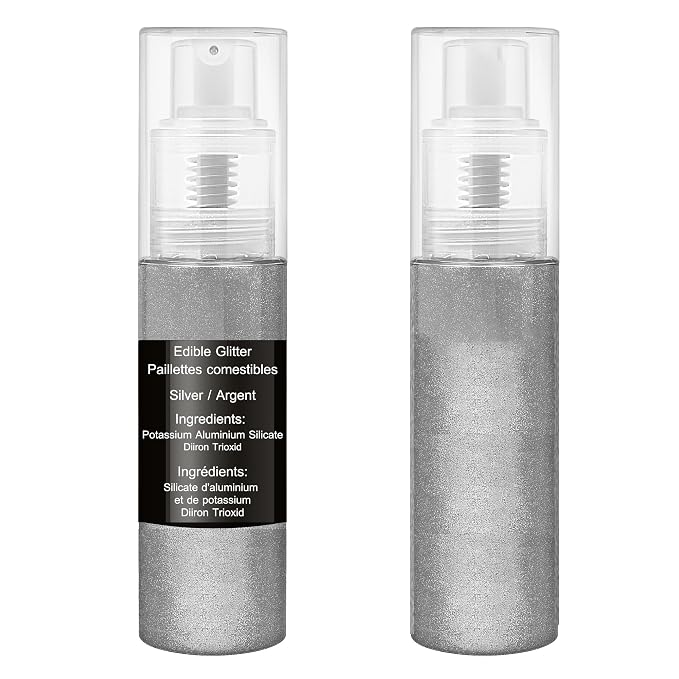 Edible Glitter Spray - 20g Luster Dust Edible Food Grade Glitter for Cake Decorating, Cocktails, Drinks - Shimmer Dust Powder Metallic Food Coloring Powder for Cookie, Candy, Icing (Silver)