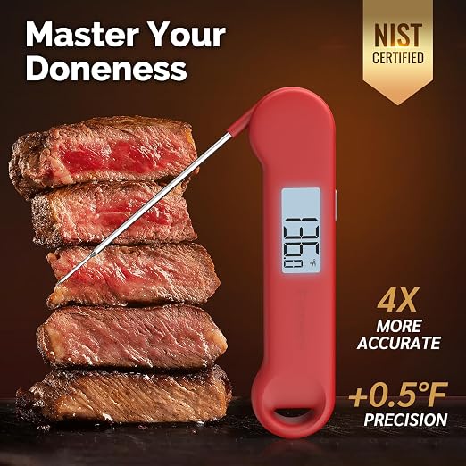 0.5 Sec Instant Read Grill Meat Thermometer Digital Food Cooking BBQ, Red