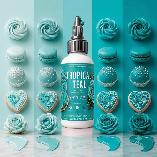 Confect Tropical Teal Gel Food Coloring – Highly Pigmented Gel Based Food Color for Buttercream, Cakes, Cookies & Baking – 60mL / 2 FL OZ