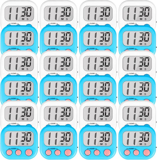 Timer for Kids Teachers Digital Kitchen Timers for Cooking Large Magnetic Classroom Timer 24Pack-Blue White