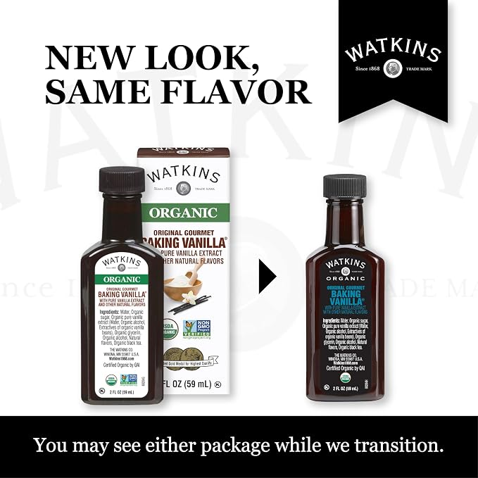Watkins Organic Original Gourmet Baking Vanilla, with Pure Vanilla Extract, 2 oz. Bottle, 1-Pack