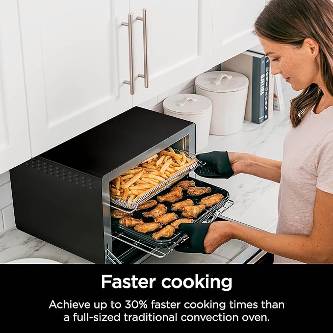 Ninja DT202BK Foodi 8-in-1 XL Pro Air Fry Oven, Large Countertop Convection Oven, Digital Toaster Oven, 1800 Watts, Black, 12 in. (Renewed)