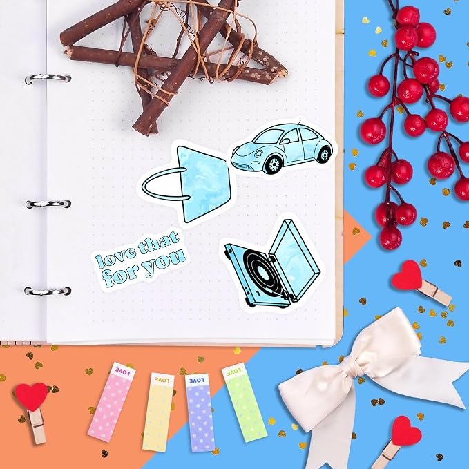 BulbaCraft 100Pcs Teal Stickers, Blue Stickers for Water Bottle and Laptop - Teal Party Supplies & Decorations, Waterproof Vinyl Decals, Gifts for Women & Men