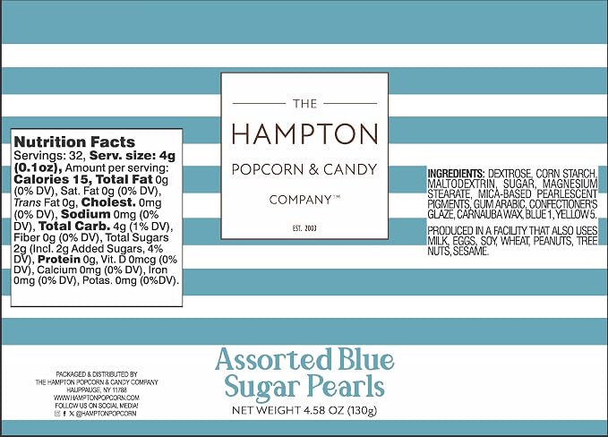 Blue Pearl Sugar Sprinkles 4.58 oz, Blue Sprinkles For Cake Decorating, Blue Sprinkles Edible, Blue Sprinkles For Cupcakes