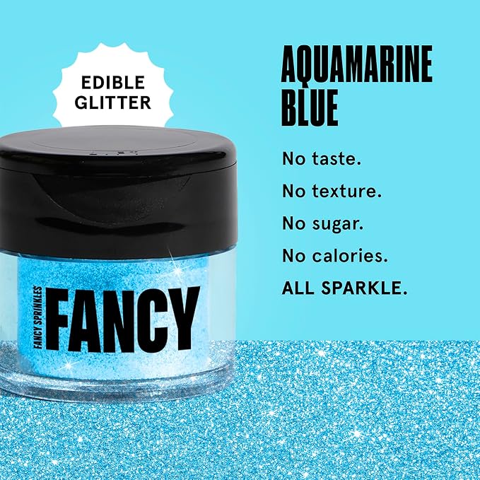 Fancy Sprinkles 4th of July Aquamarine Blue Edible Glitter | Luster Dust for Drinks, Cocktails & Cake Decorating | Vegan, Gluten Free, Non-GMO | Made in USA | 4gm