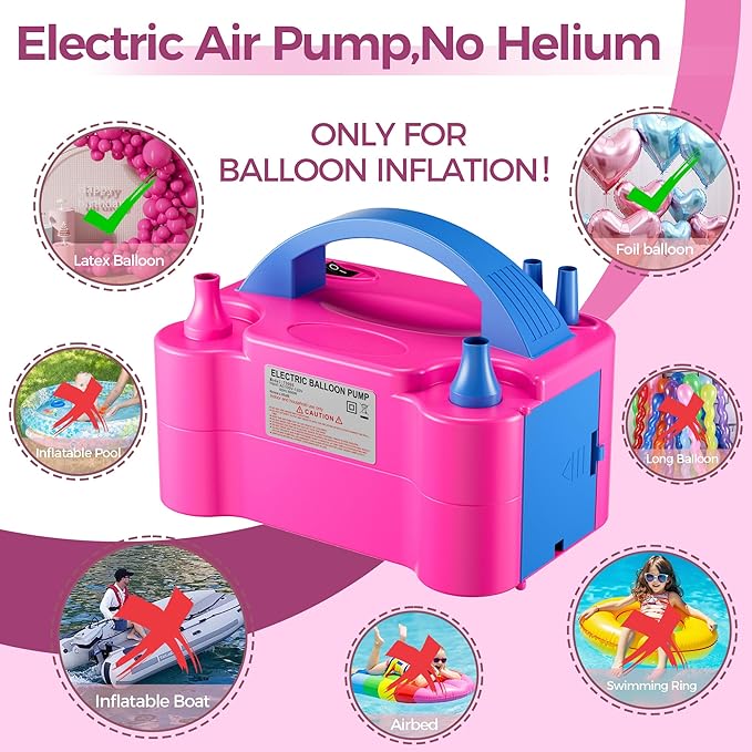Balloon Pump - Electric Dual Nozzle Air Pump for Balloon, Portable Balloon Blower Save Time and Effort, Balloon Inflator for Parties and Decorations - 110V-120V, 600W