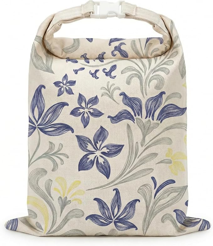 Beeswax Bread Bags for Sourdough & Homemade Bread (2 Pack), XL 13"x17" Large Reusable Cotton & Linen Bread Bag, Keep Loaves Fresh Longer, Natural & Easy to Clean (Classic Blue Floral)