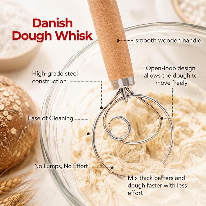 Sourdough Starter Kit, 62-Piece – 9" Round & 10" Oval Banneton Proofing Baskets, Linen Liners, Bread Lame, Dough Whisk, Scrapers, Starter Jar, Cooling Rack and Bread Bags