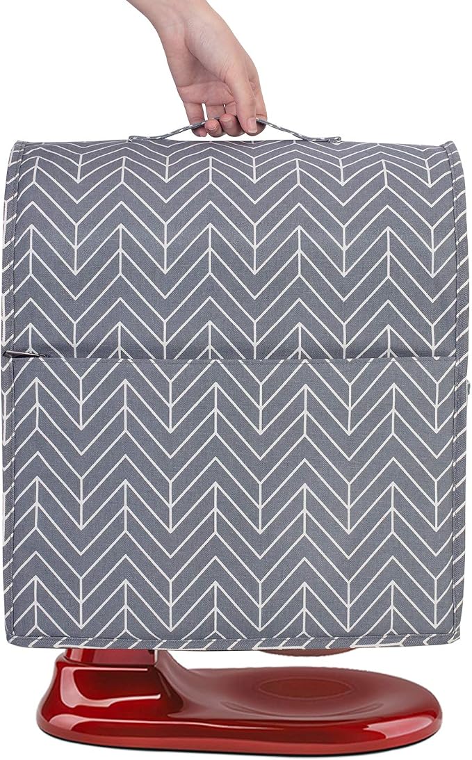 YARWO Stand Mixer Dust Cover Compatible with KitchenAid Mixer 6-8 Quart | Top Handle, Side Pockets for Kitchen Accessories, Dust-proof Protective Cover for Bowl-Lift 5.5/6/7 Quart, Washable, Chevron