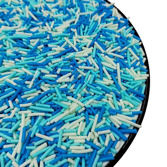 Jimmies Sprinkles, Edible Jimmy Sprinkles, Blue White Crunchy Jimmies Mix for Cake Decorating, Edible Cookie Cupcake Decorations for Frozen Winter Baking and Holiday Party Treats