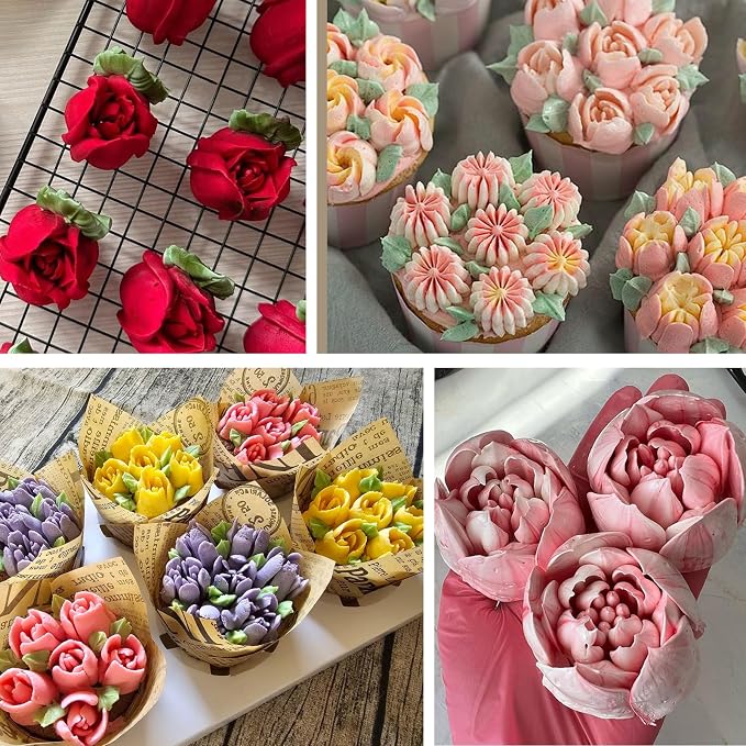 Jiozermi Extra Large Russian Piping Tip, Stainless Steel Flower Frosting Tip Icing Nozzle Floral Icing Nozzle for Birthday Cake Cupcake Decorating Frosting, Cream Baking Cookie DIY, SL44