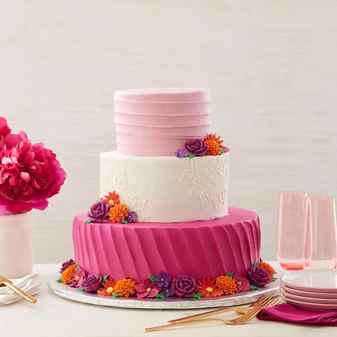 Wilton Cake Support Rods and Caps For Stacking (14-Piece), Layer Cake Stacking Kit Strong Durable Support Rods, Cake Tier Stacking Kit (Purple)