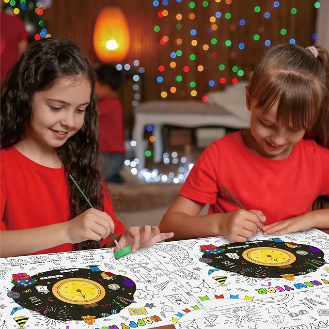 45pcs New Year Placemats for Kids Disposable Coloring Poster Happy New Year Gifts School Classroom Activities Paper Table Mats