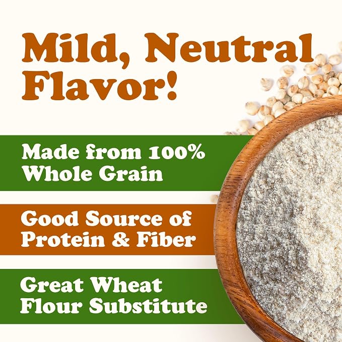 Food to Live Gluten-Free Organic White Sorghum Flour, 1 Pound – Non-GMO Whole Grains, Finely Ground, Pure, Raw. Good Source of Protein and Fiber. Great for Baking. Vegan, Kosher, Bulk