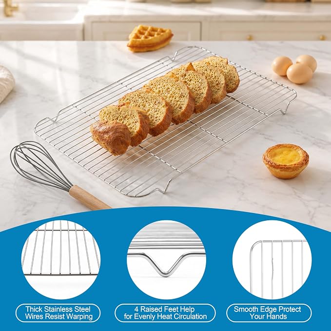 Herogo Large Baking Sheet with Wire Rack Set(1 Pans + 1 Racks), 20 x 14 x 1 Inch Stainless Steel Big Cookie Pan Set for Baking & Roasting, Rust & Warp Resistant & Nonstick