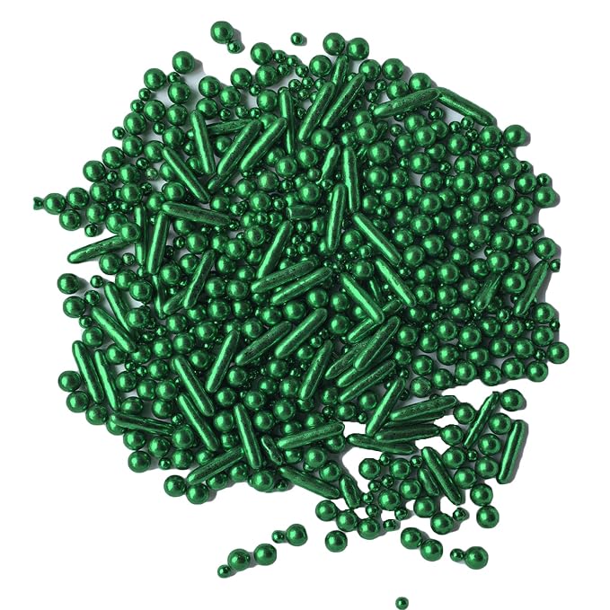 Sprinkles Green Pearl Sugar Candy Mix Size Baking Cake Decorations Cupcake Toppers Celebrations Shaker Jar Wedding Shower Party (130g/4.6oz）