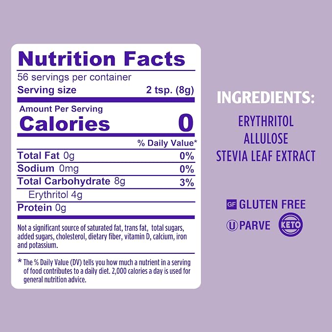 SPLENDA Magic Baker Zero Calorie Plant Based Granulated Baking Blend with Stevia, Erythritol and Allulose – Zero Sugar, Keto Friendly, 1lb (16 oz) Pouch (Pack of 1), White
