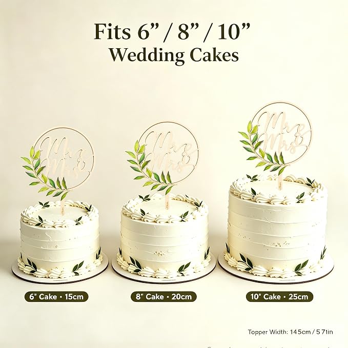 Mr and Mrs Cake Topper, Rustic Wooden Floral