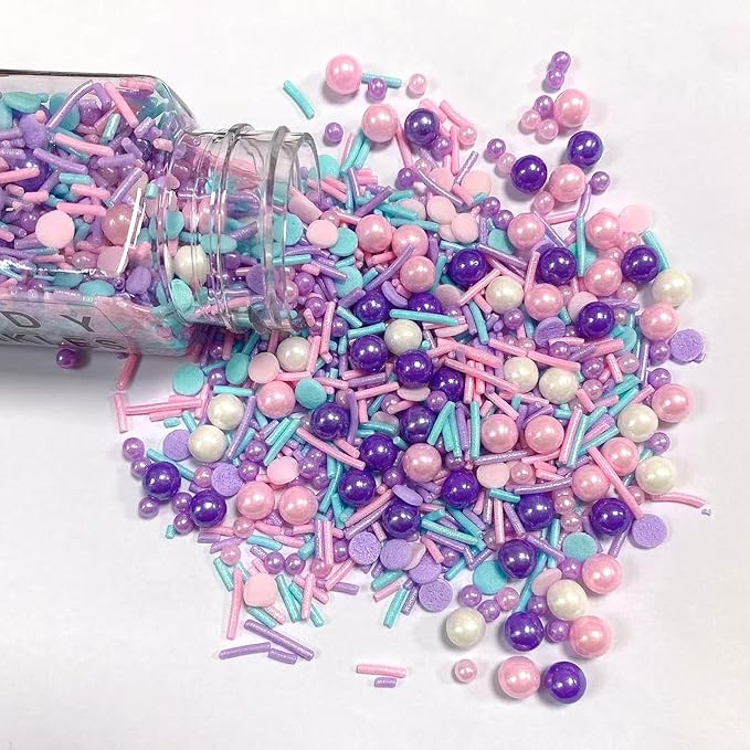 PhilaeEC Pastel Sprinkles Edible for Cake Decoration White Pink Purple Blue Mix Sprinkles Cake Baking Cookie Cupcake Toppers Decoration Vanlentine Easter Wedding Supplies