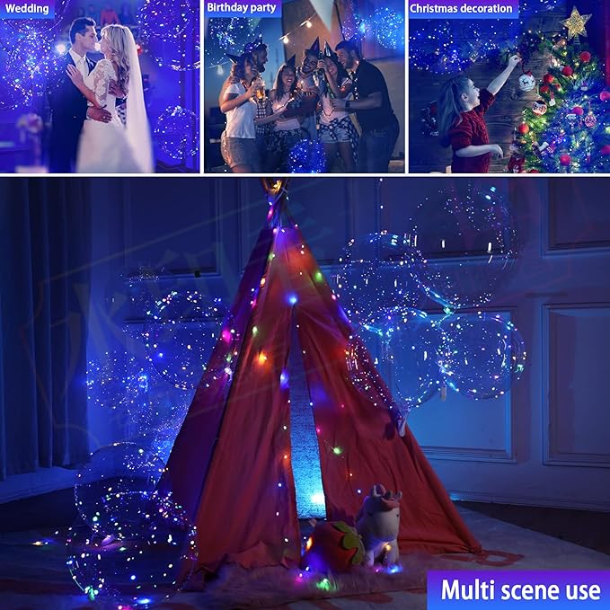 18 Packs Light Up Led Balloons, Cell Battery included 3 Modes Flashing,18 Pcs String Lights and 18 Pcs Clear Balloon, Perfect for Birthday Wedding Decorations (4 Colors)
